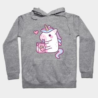 Cute Little Unicorn Loves Strawberry Milk Hoodie